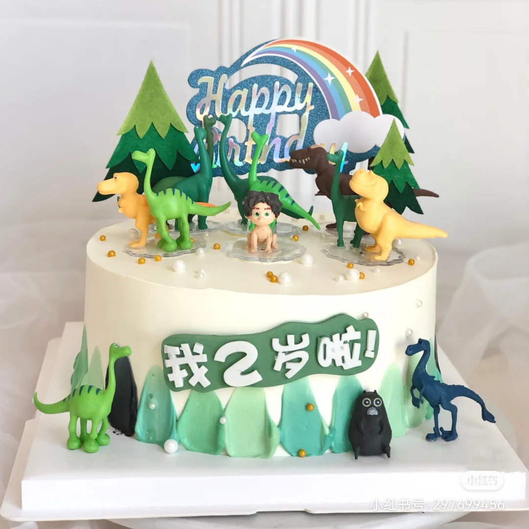 恐龙新款绿色网红小当家蛋糕装饰