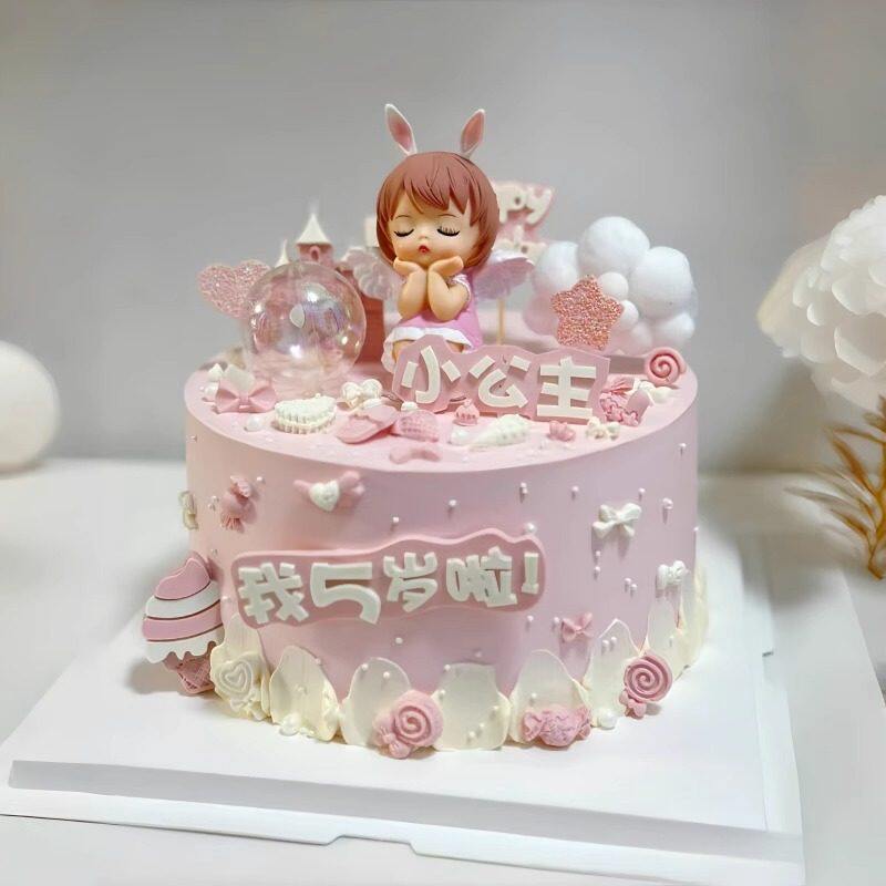 网红可爱安妮天使宝贝女孩蛋糕装饰品萌系儿童生日烘焙插件摆件