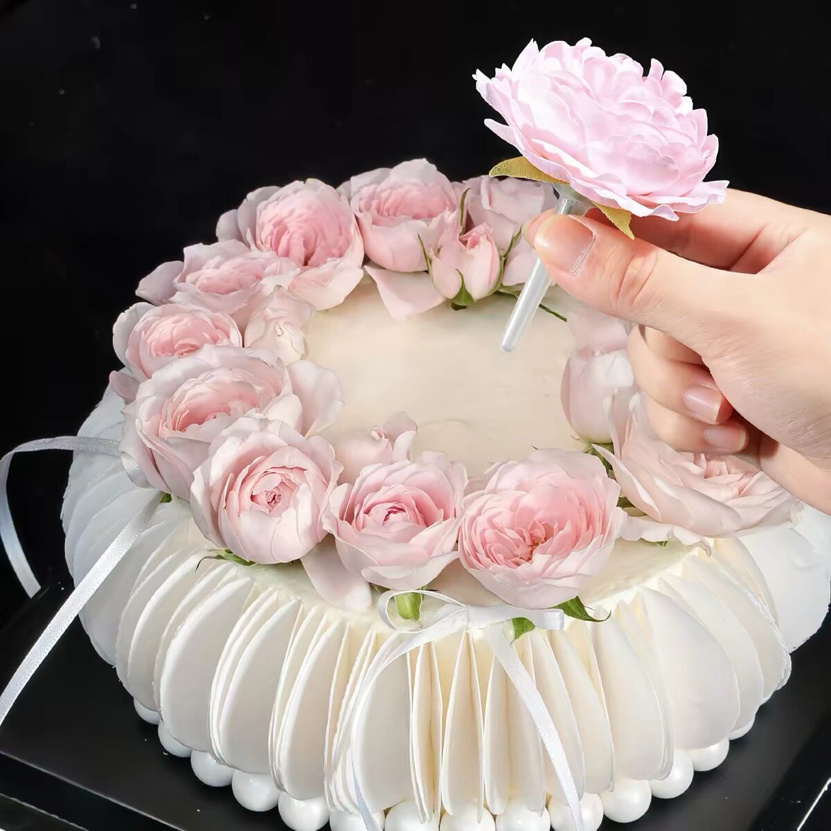 鲜花底托生日蛋糕娃娃打桩钉蛋糕装饰摆件底座胶枪点胶蛋糕底托