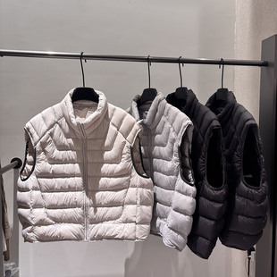 欧洲站2026冬新款立领排骨羽绒服马甲韩版轻薄百搭无袖白鸭绒马夹