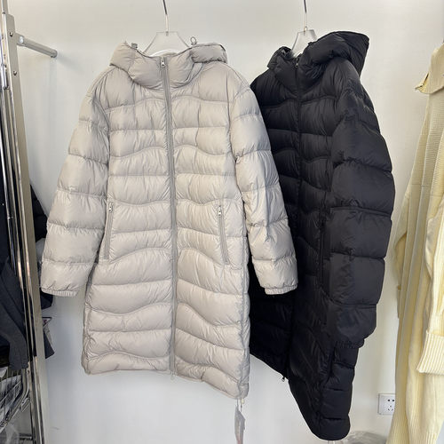 MX墨写1105专柜正品时尚简约宽松休闲连帽中长款白鸭绒排骨羽绒服