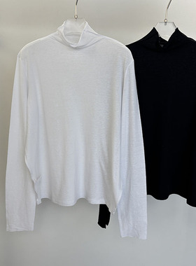 MQ正品时尚小众简约百搭纯棉T恤亲肤舒适宽松半高领打底衫mq57128