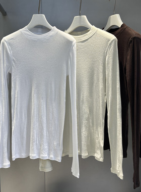 MQ新款半高领修身长袖T恤打底衫超舒服性感微透上衣女MACQNF21960