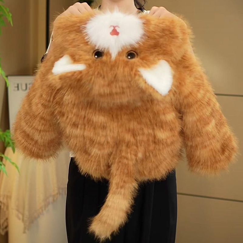 女童皮草外套秋冬装儿童加绒加厚猫咪毛毛衣宝宝可爱冬装棉服超萌