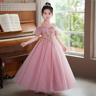 六一新款 女童礼服小女孩生日儿童高端公主裙主持人钢琴演出服夏季