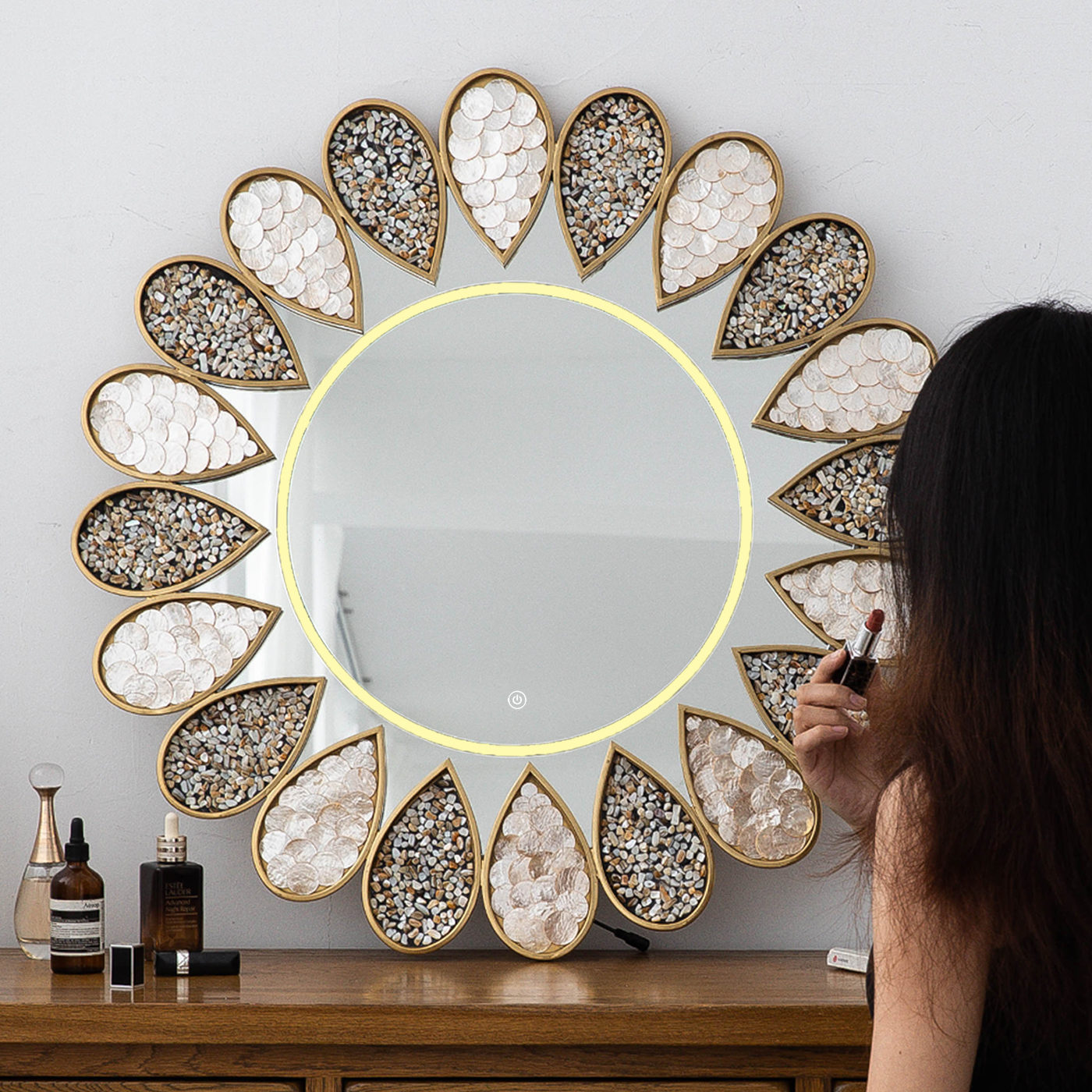 手工贝壳LED发光灯装饰镜