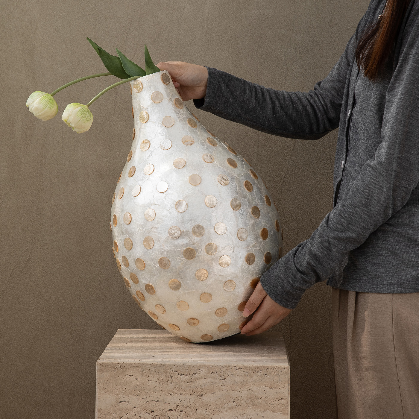 法式进口贝壳花瓶台面装饰