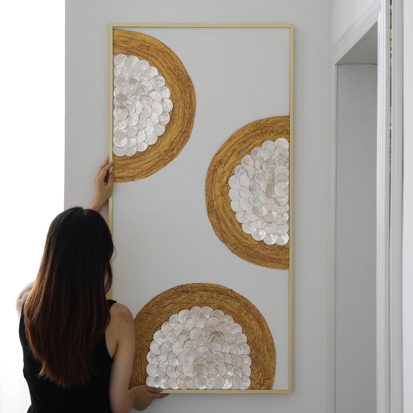 轻奢高级感贝壳装饰画玄关客厅立体实物挂画墙饰原创设计艺术壁画图片
