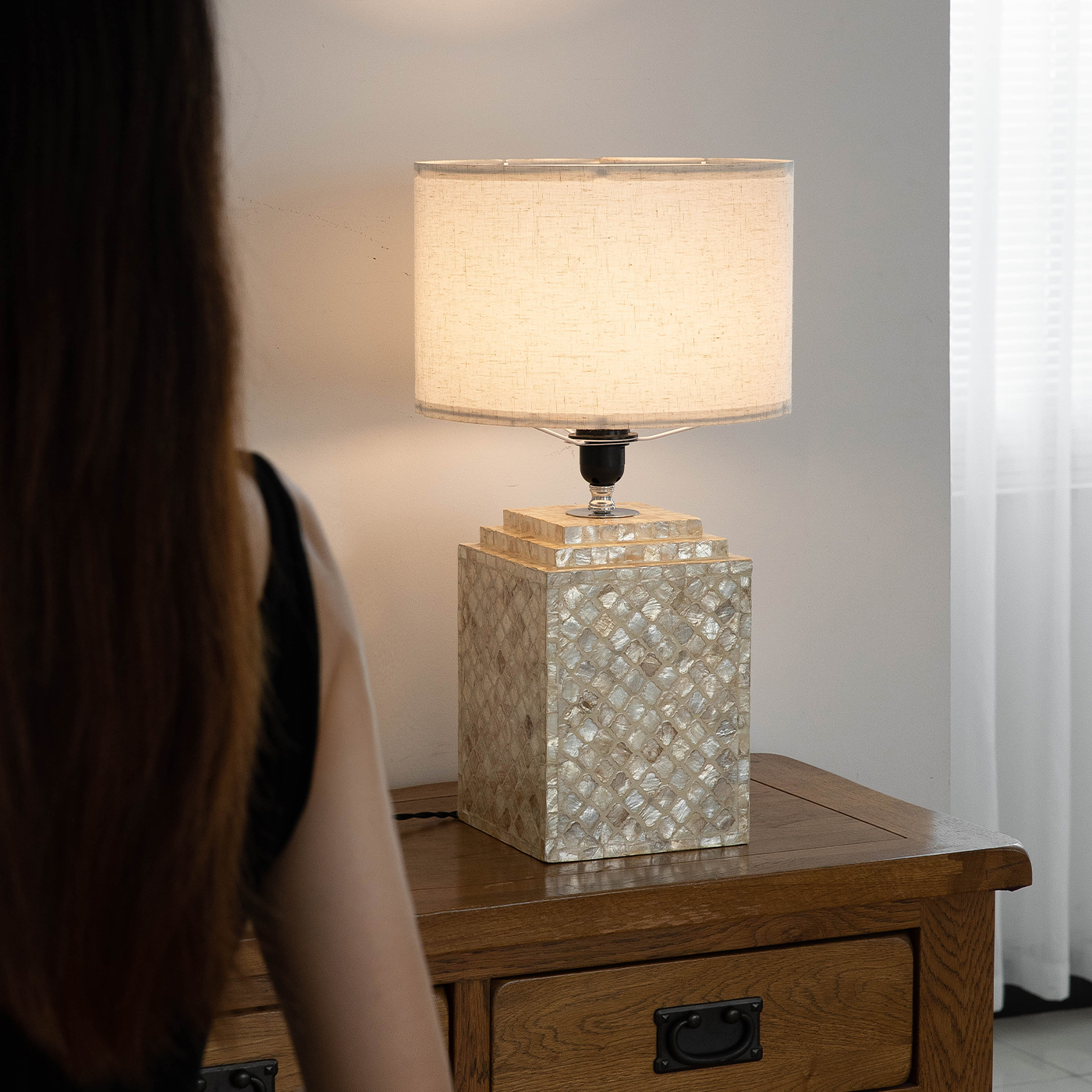 创意天然贝壳台灯高级感