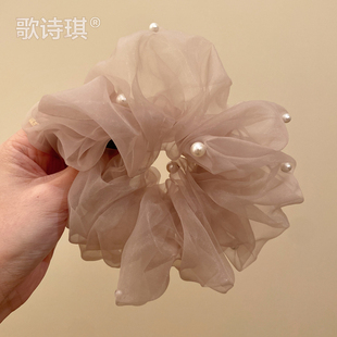 韩国超仙网纱大肠发圈女2024新款 高端气质夏天低马尾扎头发头绳