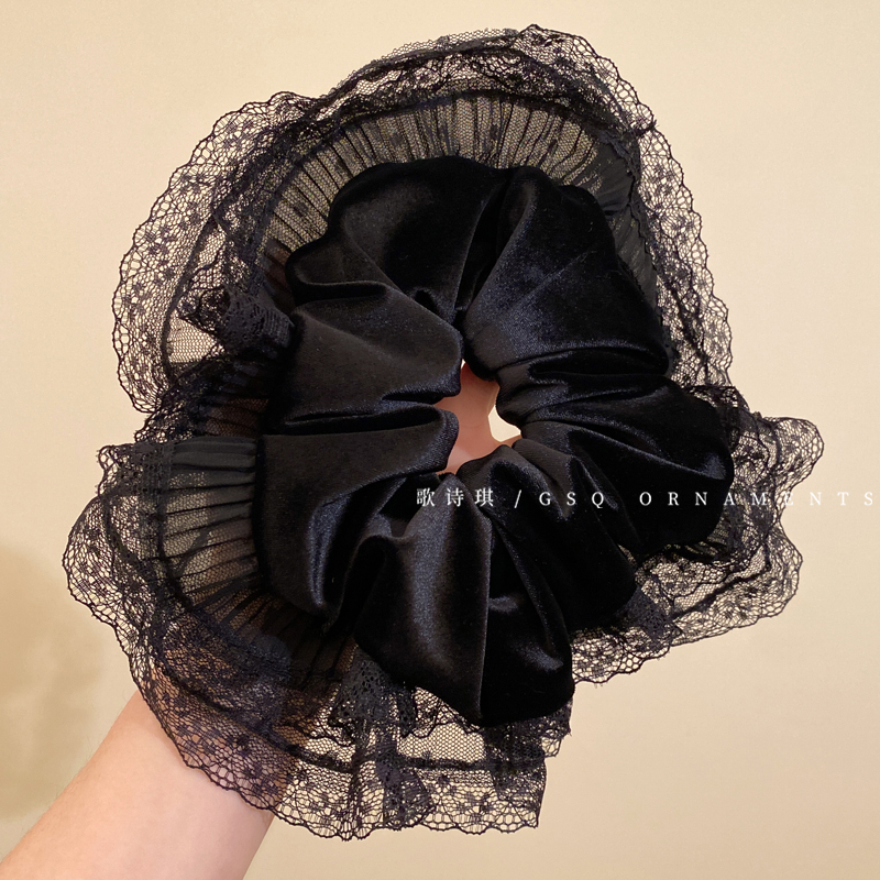 复古气质蕾丝植绒大肠发圈