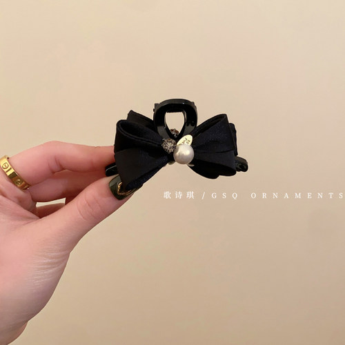 高端黑色蝴蝶结中号抓夹女高级感