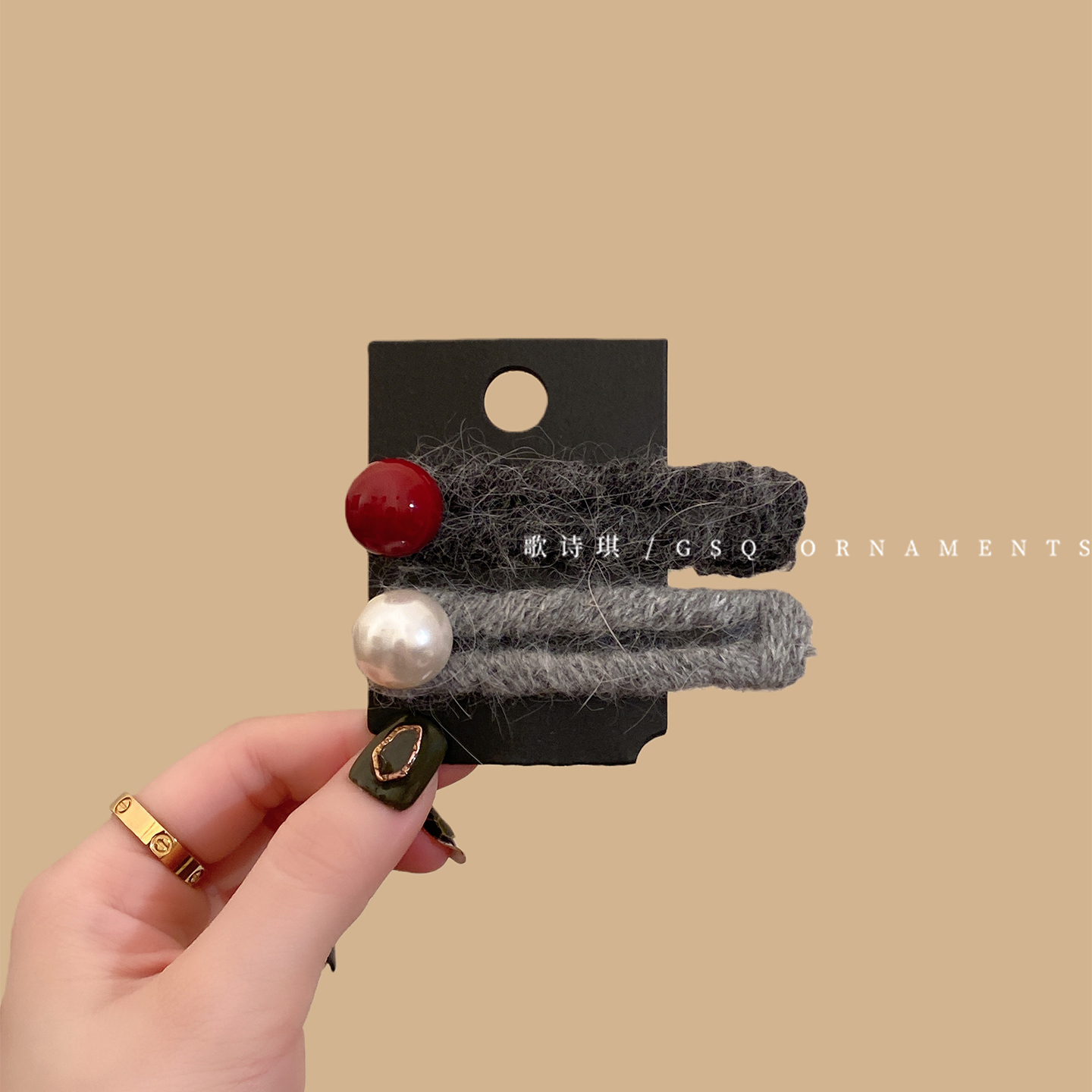 韩系百搭毛绒珍珠掰掰夹刘海发夹