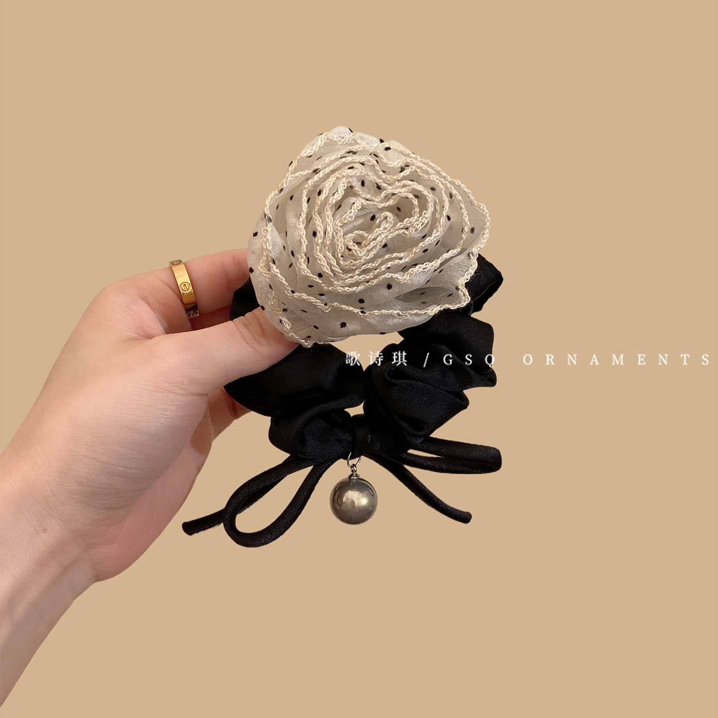 温柔优雅波点玫瑰蝴蝶结发圈女气质扎马尾丸子头绳高级感珍珠发绳,饰品/流行首饰/时尚饰品新,发饰,淘宝优惠券,粉丝福利购,淘宝优惠卷