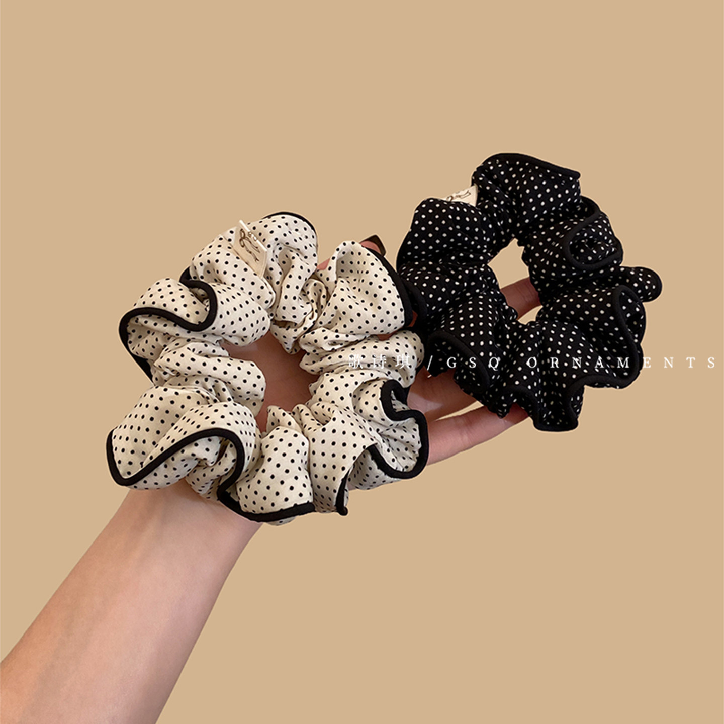 韩系高级感波点缎面大发肠圈氛围感丸子头低马尾发绳女发饰头绳,饰品/流行首饰/时尚饰品新,发饰,淘宝优惠券,粉丝福利购,淘宝优惠卷