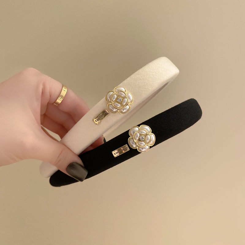 小香珍珠山茶花发箍发箍女款适合短发仙美2024年网红新款洋气头箍