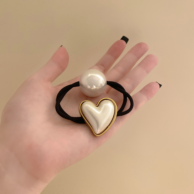 韩国ins甜美爱心珍珠头绳