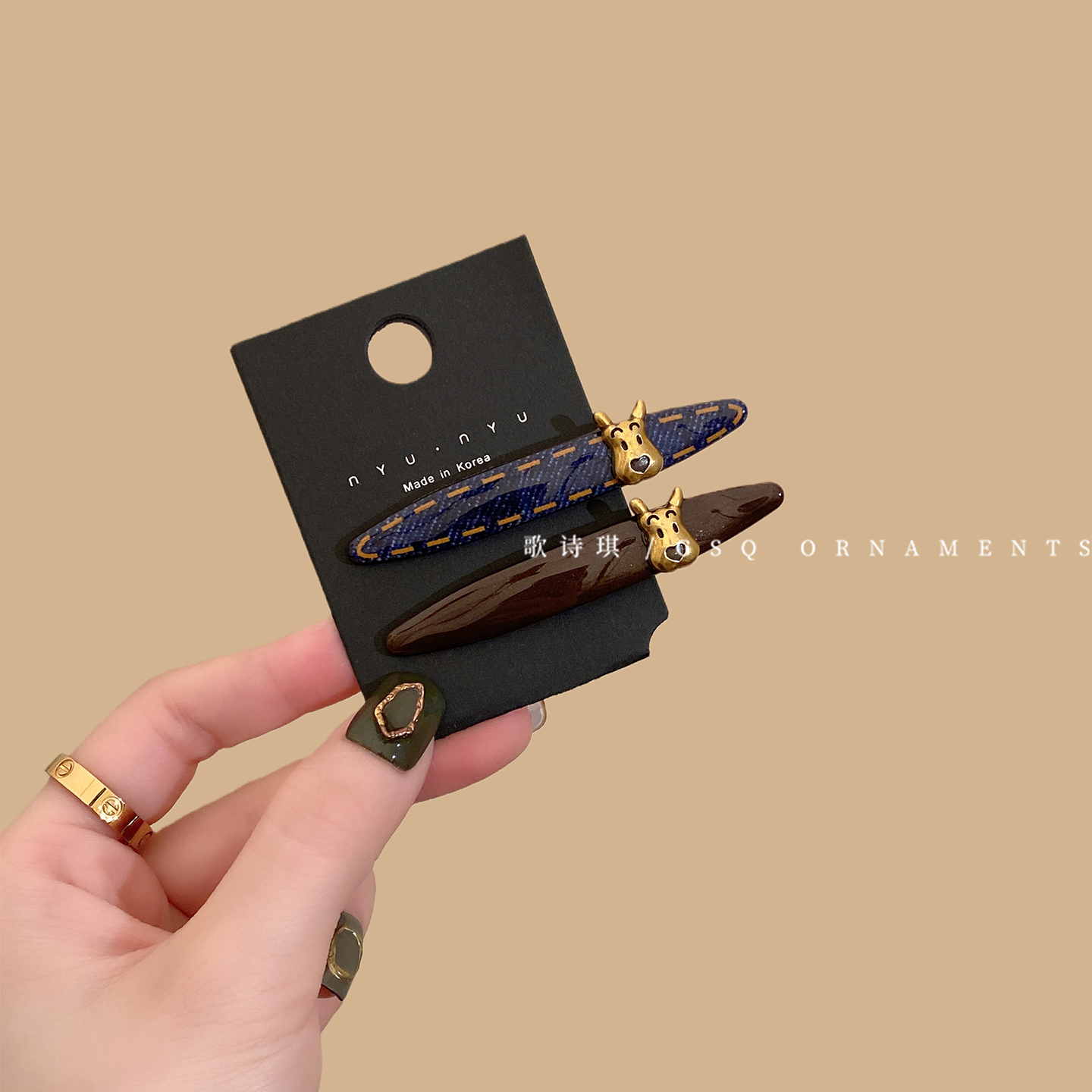 复古学院风可爱立体小狗发夹