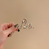 高级感金属波浪抓夹女中号2023新款 发夹女发量少后脑勺半扎发夹