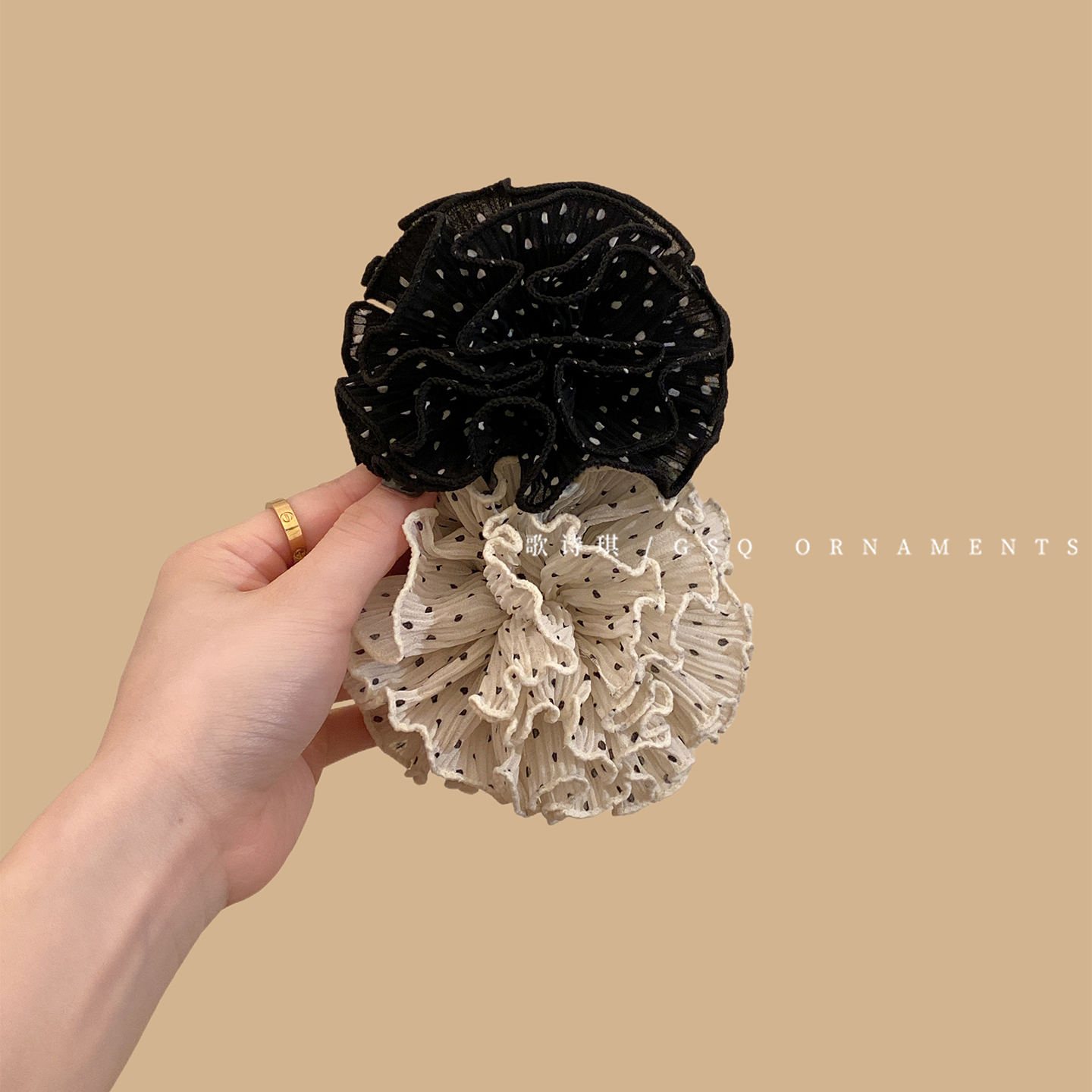 韩国波点气质玫瑰花抓夹