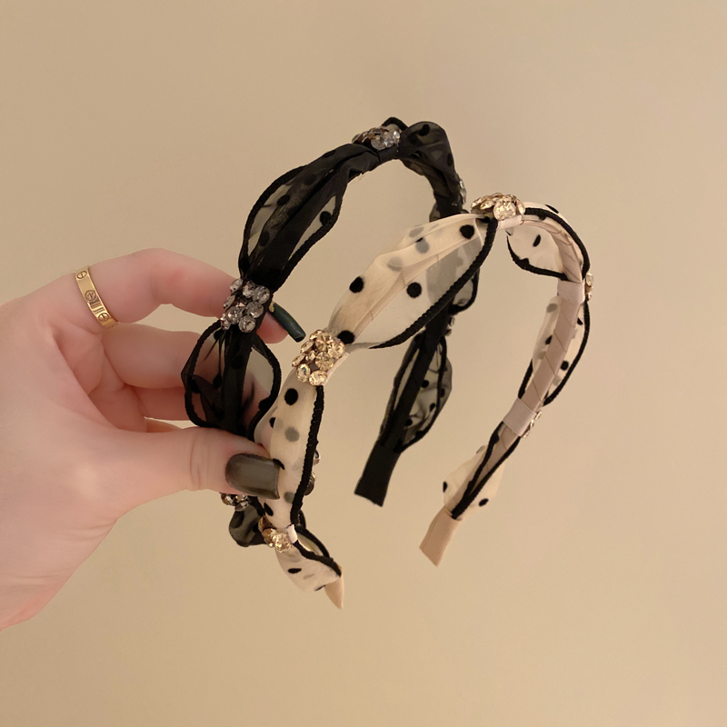 仙气森系高级感欧根纱波点发箍网红2024年新款简约发卡金属头箍