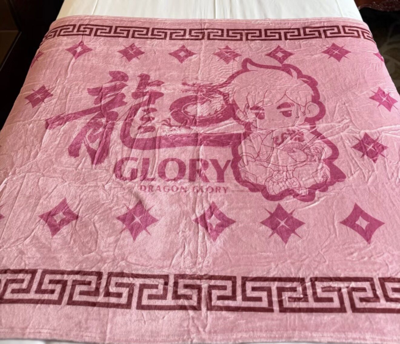 周杰伦北京鸟巢限定周同学空调毯-粉咖龙拳