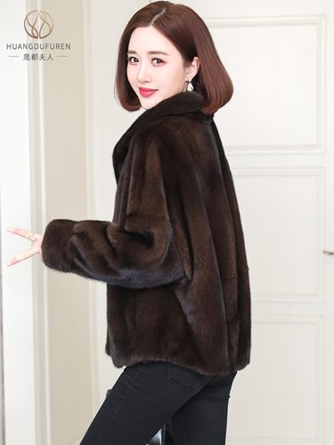凰都夫人整貂水貂毛短款皮草夹克大衣厚韩版时尚一体真皮衣冬外套