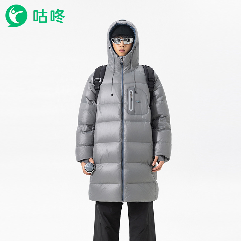 咕咚中长款保暖鸭绒防水羽绒服