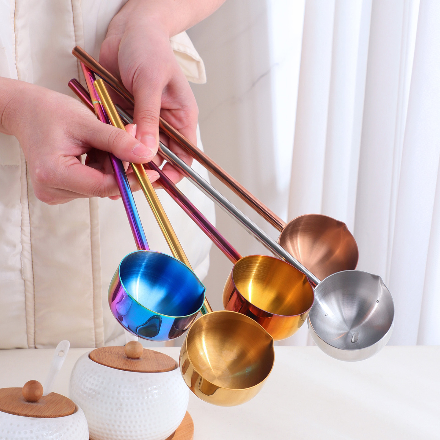 不锈钢汤勺子食品级长柄喝汤勺子