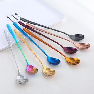 长柄勺子加长咖啡搅拌勺精致搅拌棒304不锈钢牛奶调料韩式小勺子