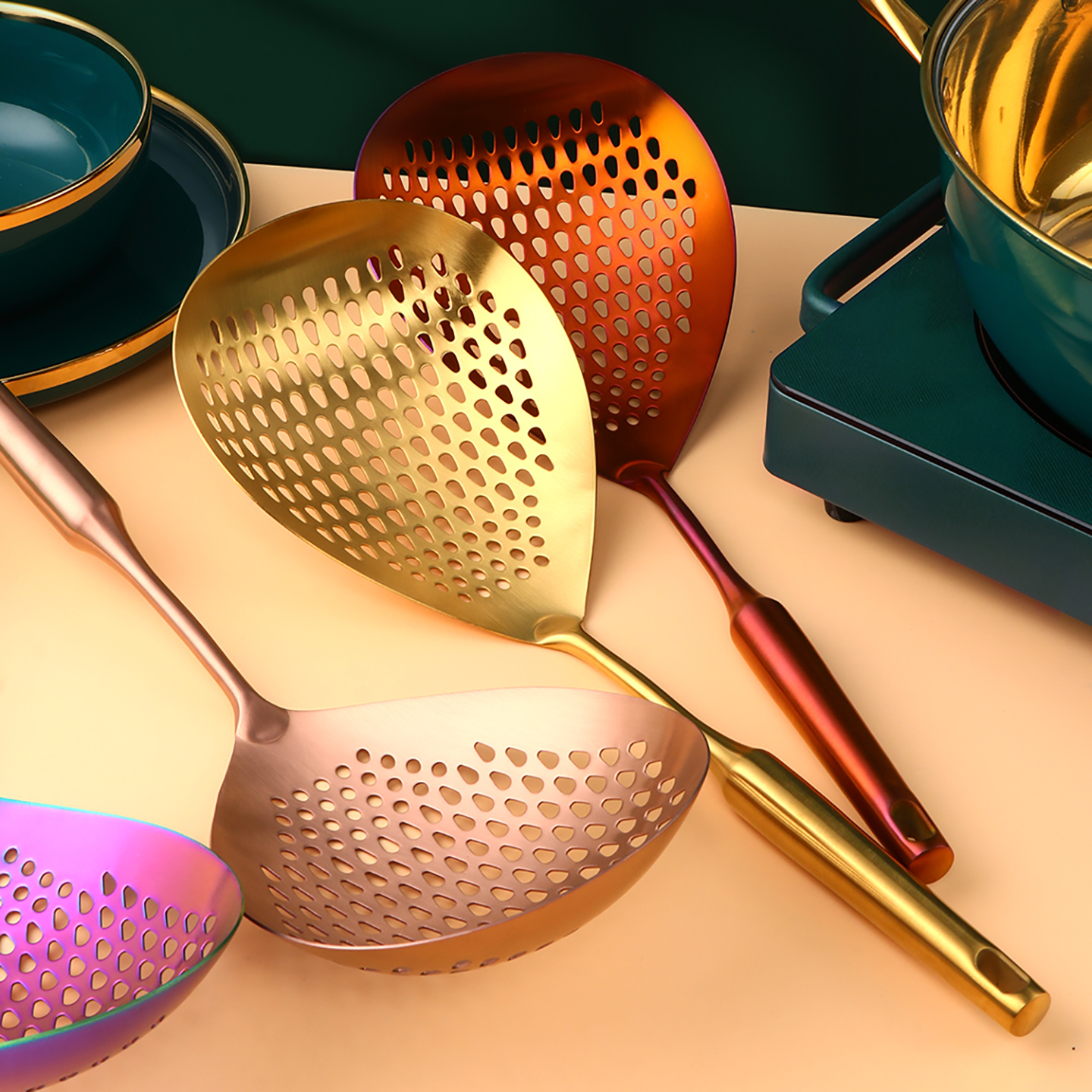 304不锈钢捞面漏勺大号过滤网