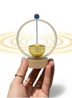 颂钵瑜伽风铃音疗钵木制手工铜冥想法器铜磬钵盂静心佛音圆形门铃