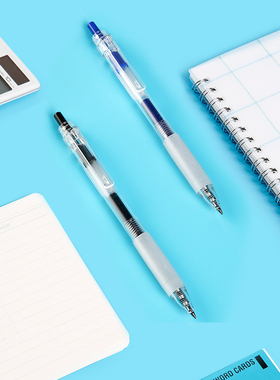 KACO凯宝中性笔KEYBO创意简约透明杆按动中性笔芯0.5mm按压清新手账办公签字笔学生考试刷题红蓝黑色水笔文具