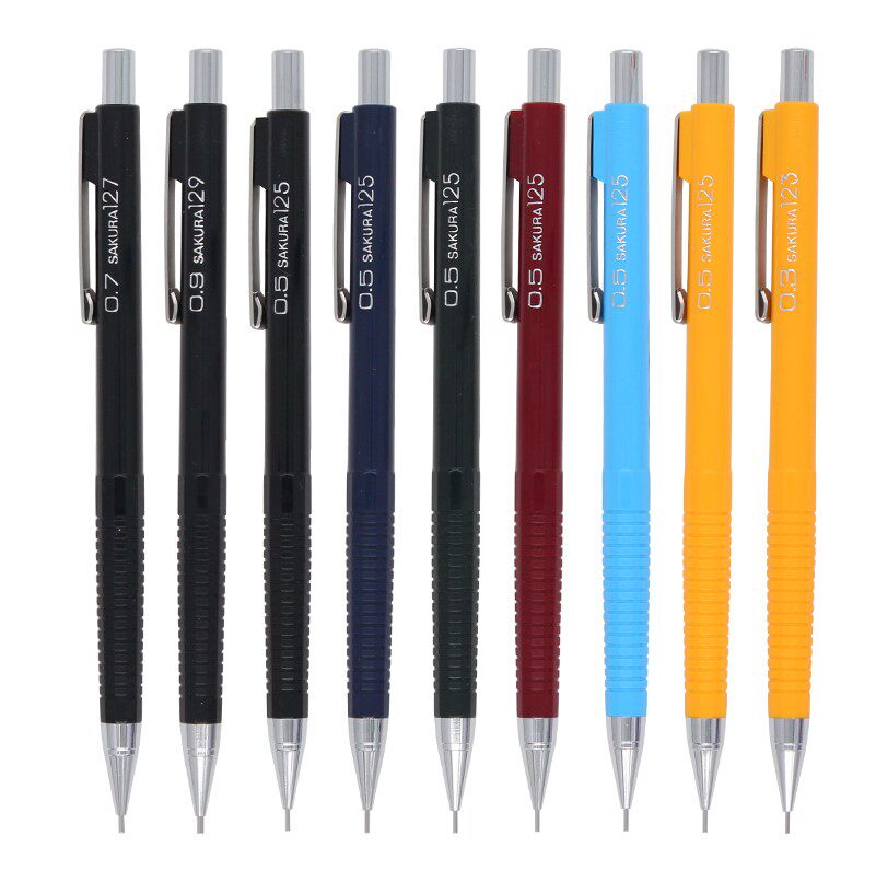 日本进口樱花自动铅笔0.3/0.5/0.7/0.9mm漫画手绘设计绘图铅笔学生美术绘画素描画画XS-125不易断芯活动铅笔