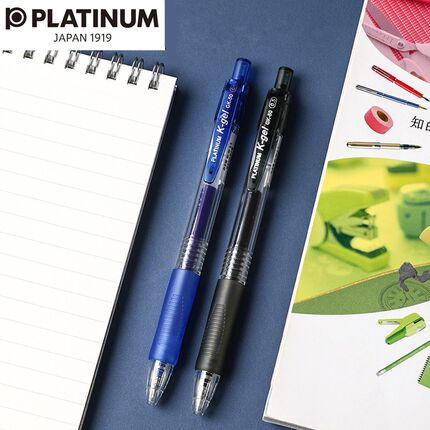 日本PLATINUM白金中性笔GK-50按动透明杆速干水笔学生考试黑色中性笔办公签字按压子弹头0.5白金中性笔旗舰店