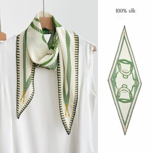 真丝双绉时尚百搭100%桑蚕丝围巾丝巾菱形巾头巾绑发护颈装饰绑包