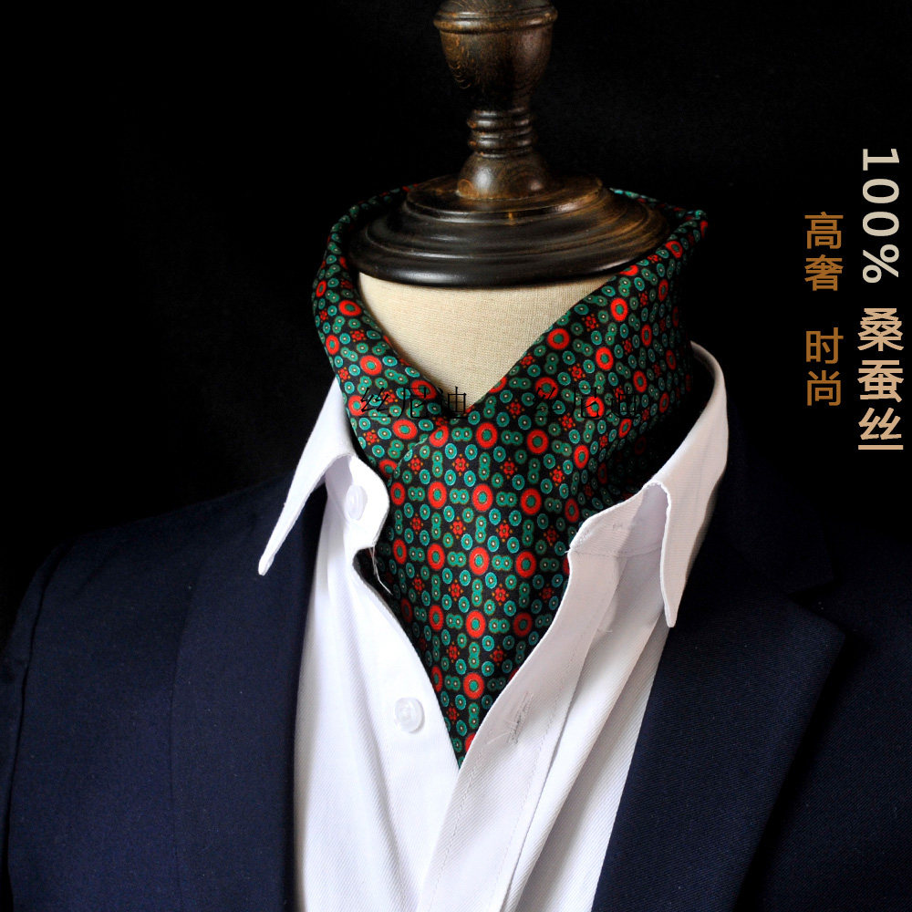 出口欧美桑蚕丝长丝巾高档真丝围巾男士秋冬薄款商务西装衬衫领