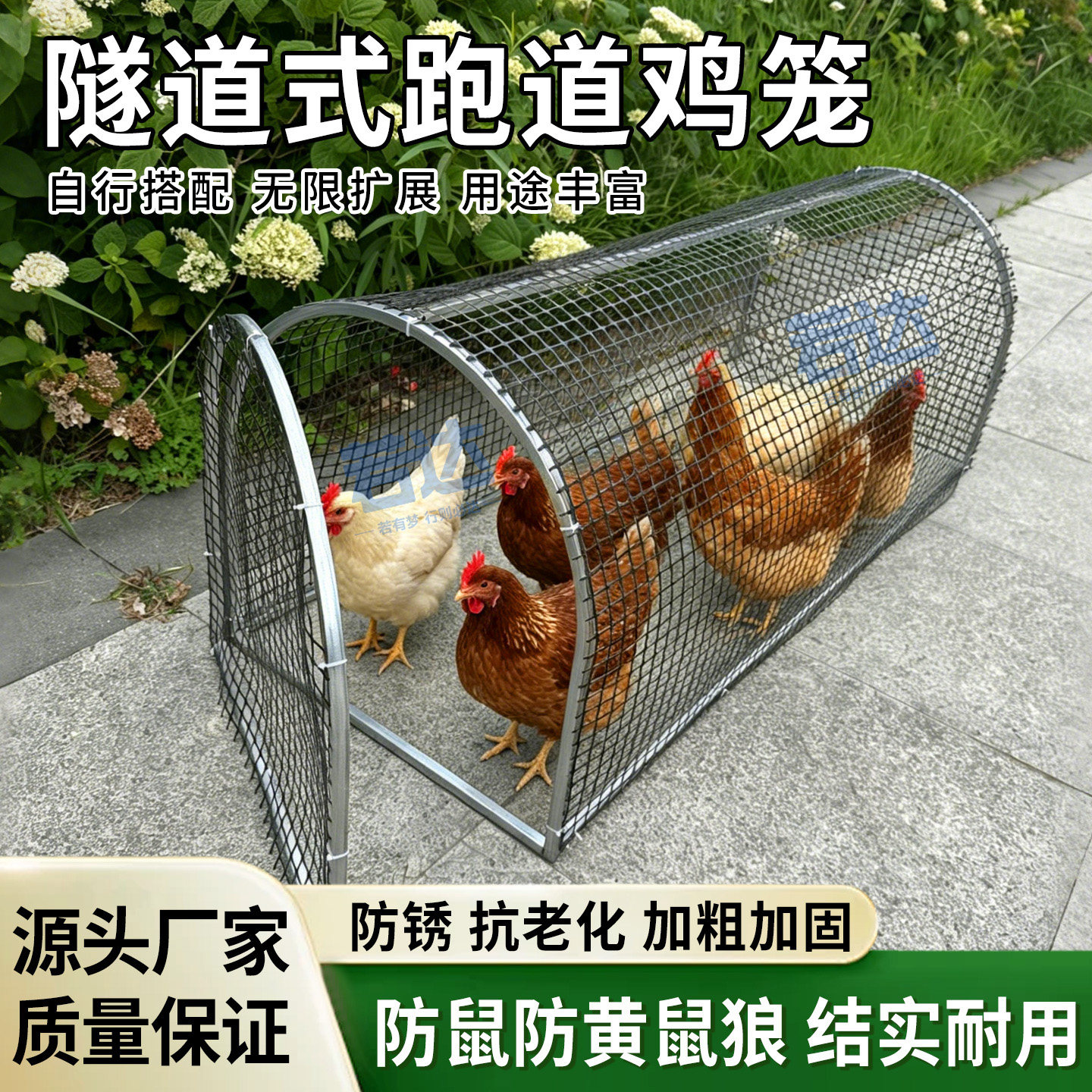 户外庭院跑道隧道式走地鸡笼图片
