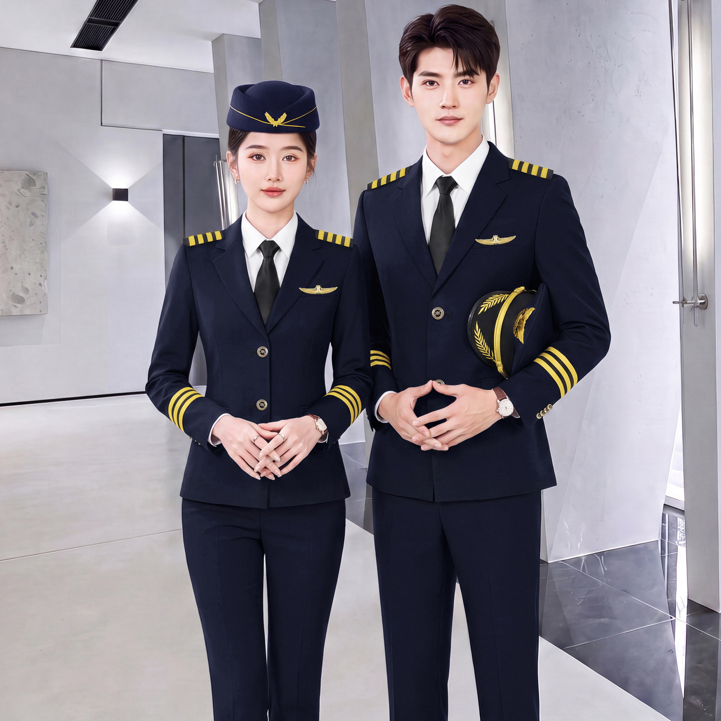 男女军鼓乐队演出服西装套装春秋高铁乘务员机长制服形象岗工作服
