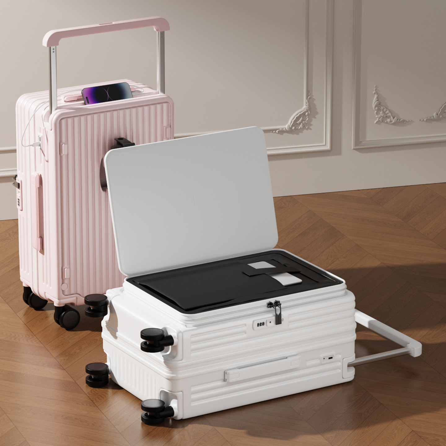 宽拉杆深仓行李箱可扩容量拉杆箱