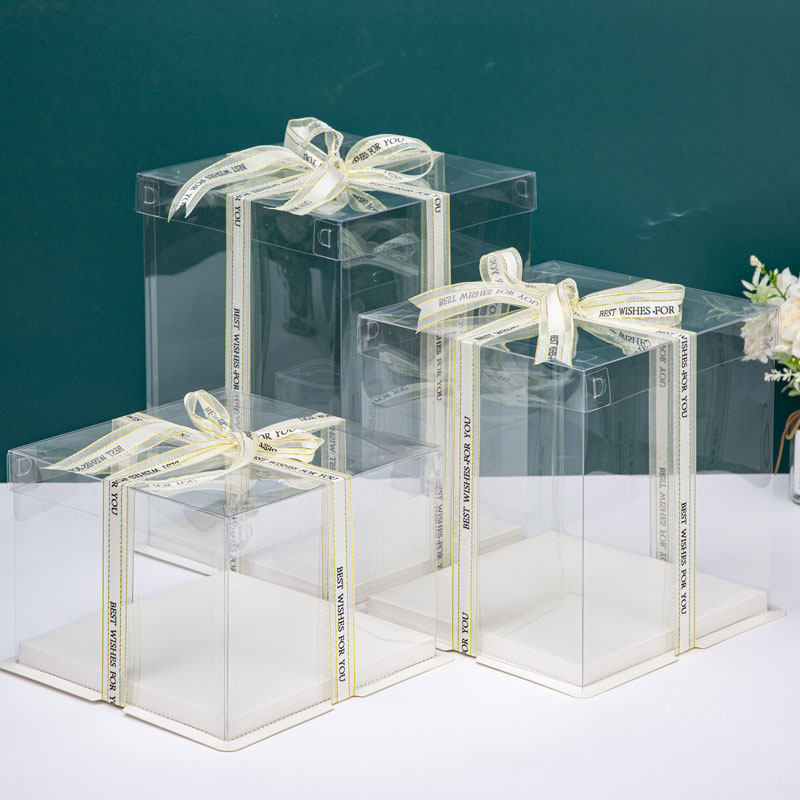 全透明生日蛋糕盒子4/6/8/10/12双层加高网红气球方形包装盒定制