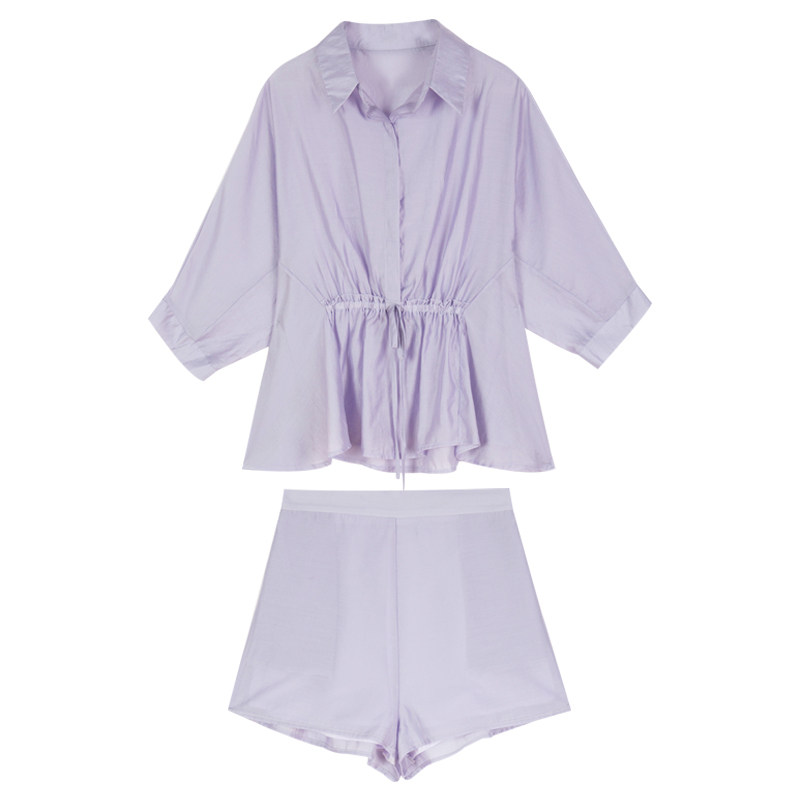 夏季新款小香风轻熟洋气防晒衬衫套装女阔腿短裤子时尚休闲两件套