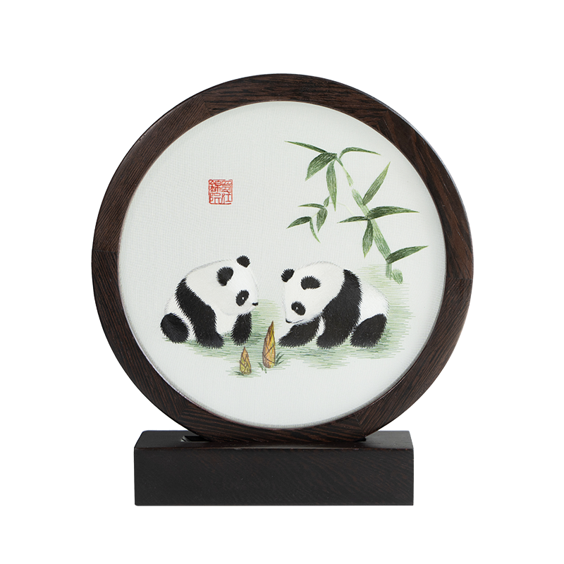 蜀江锦院熊猫胜意生趣蜀绣刺绣双面绣中国特色礼物工艺品送老外