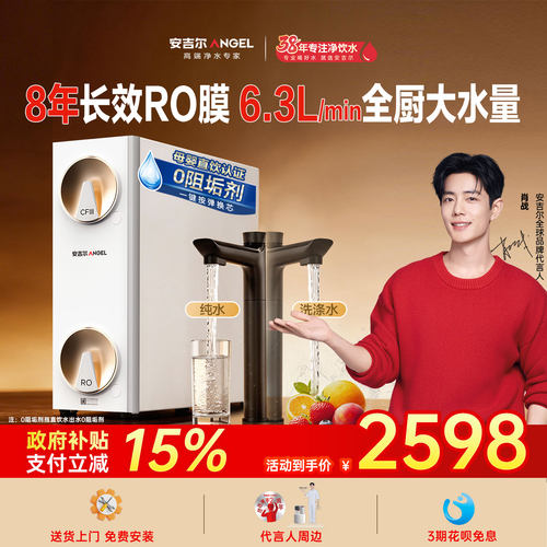 安吉尔政府补贴家用直饮机厨房自来水ro过滤哪吒高速净水器1400G