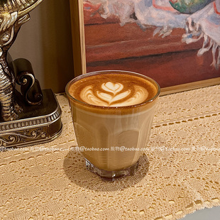 北欧ins进口钢化玻璃杯咖啡厅澳白冷萃美式浓缩拿铁杯dirty咖啡杯