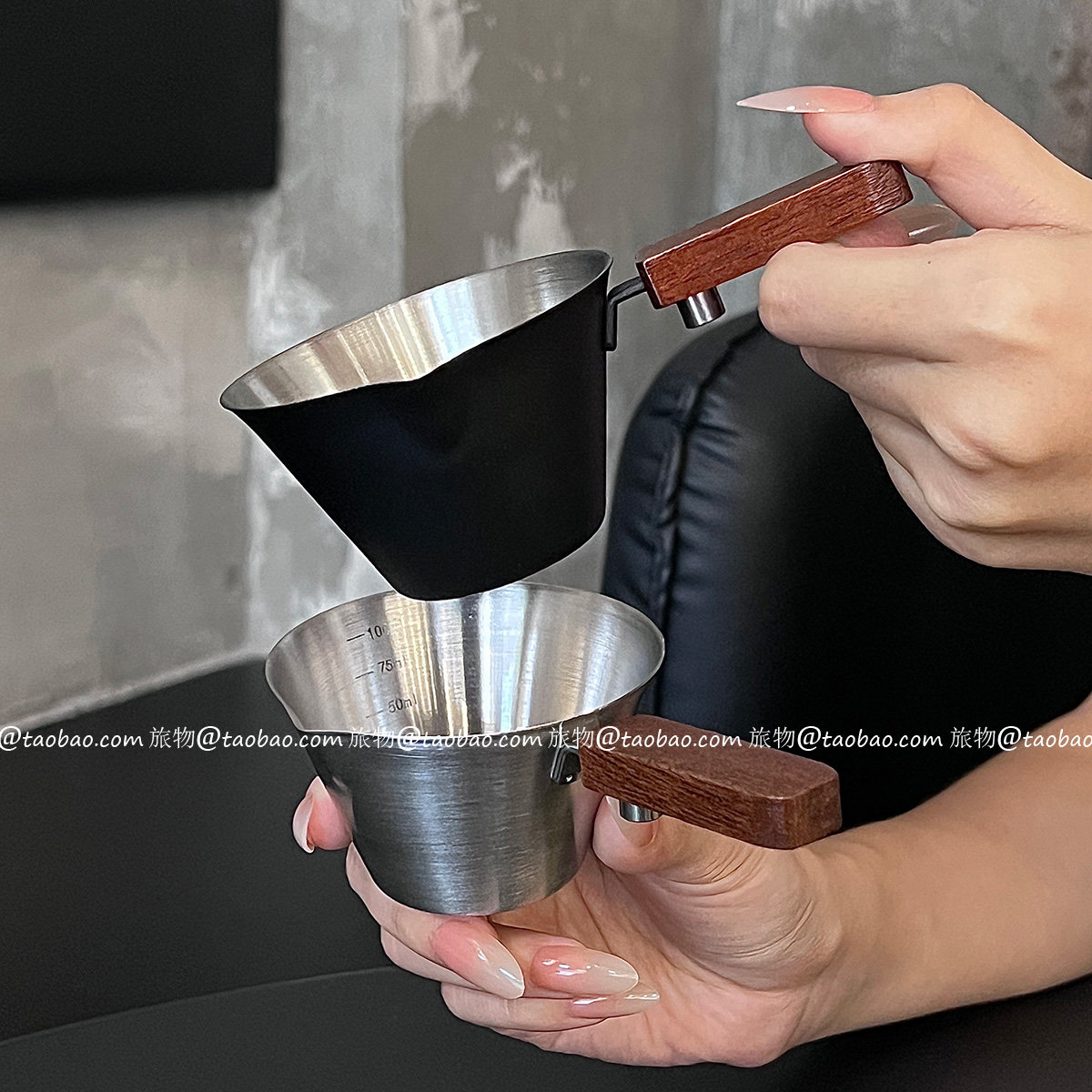 coffee 咖啡量杯不锈钢带刻度萃取杯意式咖啡浓缩接液杯盅司杯