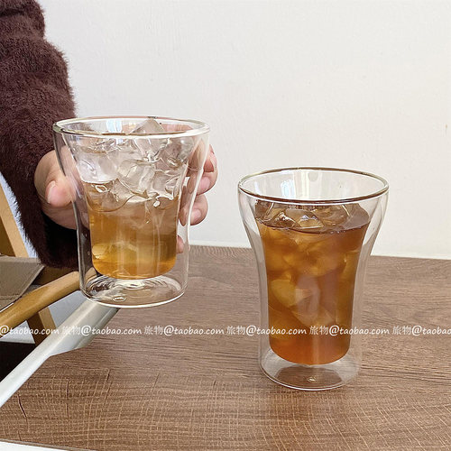 创意双层耐热玻璃杯防烫咖啡杯