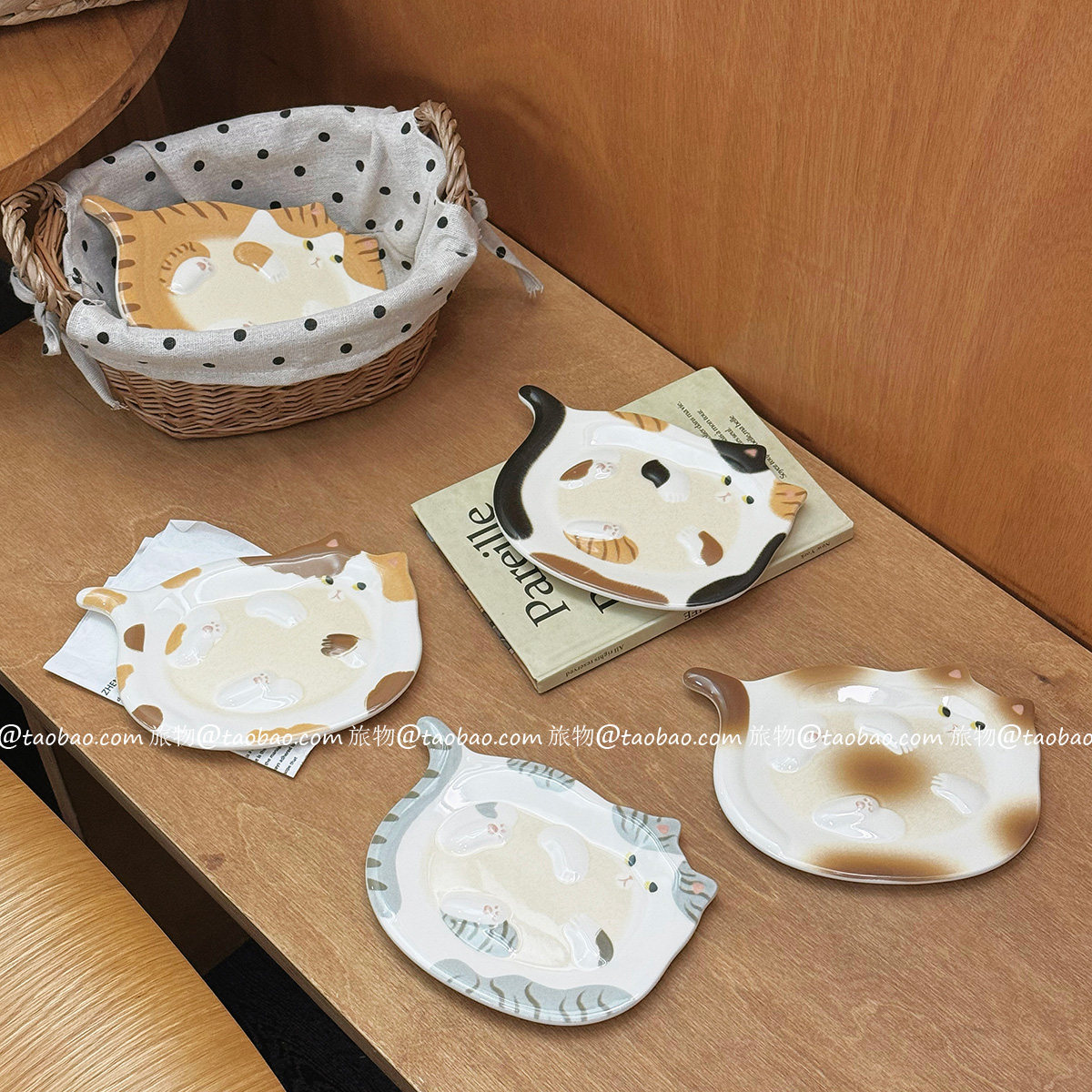 猫咪吐骨碟可爱碟蘸料碟釉下彩