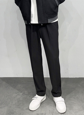 DOLCA HOMME 订染挺阔面料抗皱易打理秋季宽松直筒松紧腰休闲长裤