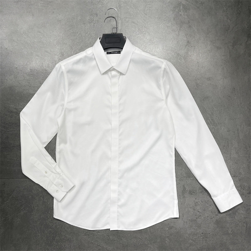 【140支三股】DH高端系纯白色长袖DP免烫衬衫 高支全棉抗皱白衬衣